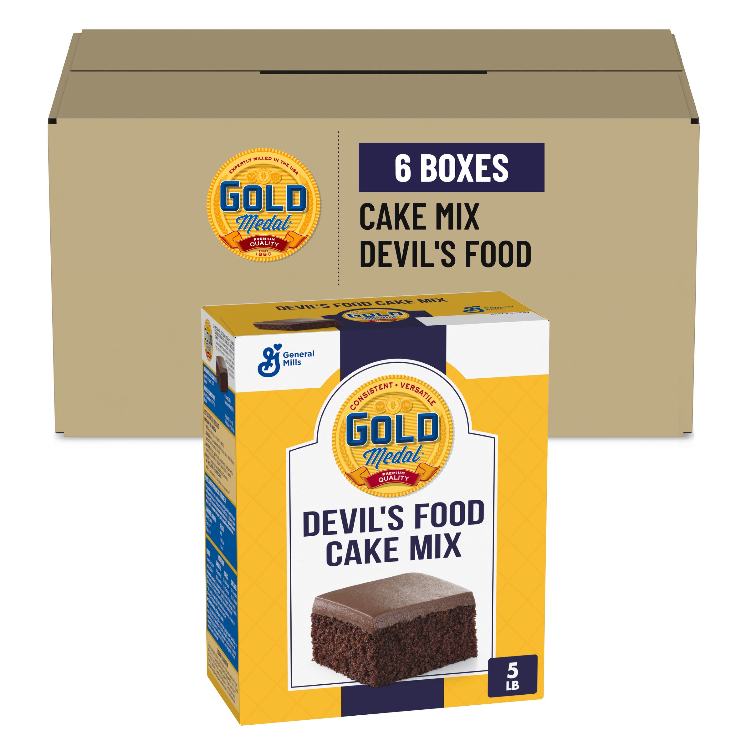  Case Optimized Hero Gold Medal Cake Mix Devil's Food (6 ct) 5 lb