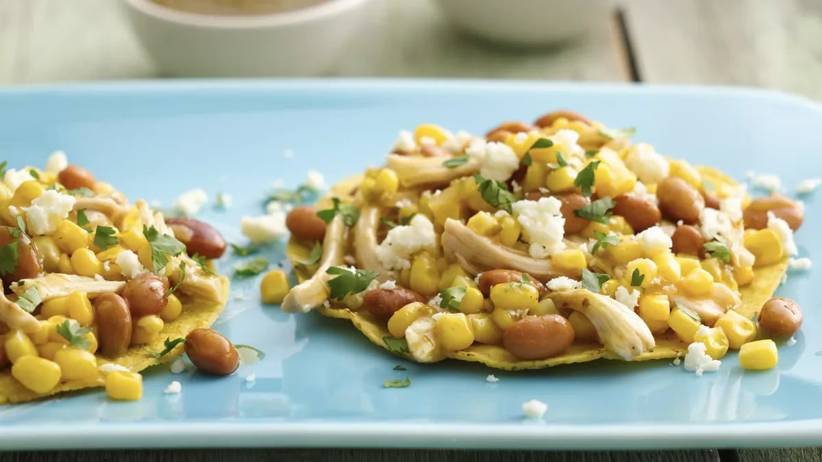 Chicken and Corn Tostadas with Salsa Verde