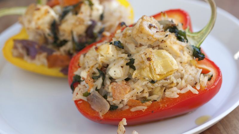 Rice and Kale Stuffed Peppers