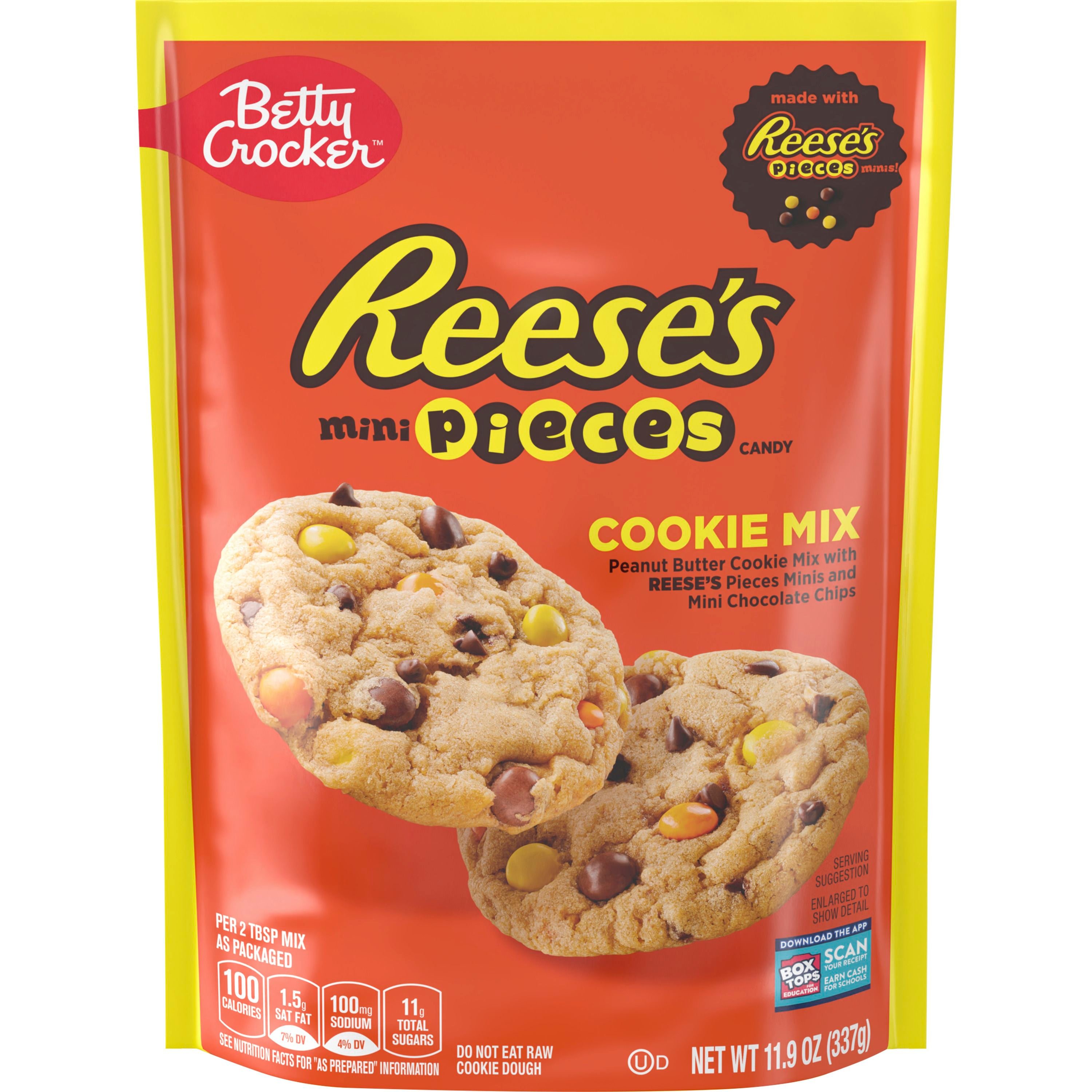 Betty Crocker REESE'S PIECES Cookie Mix, Peanut Butter Cookie Mix with REESE’S PIECES Minis and Mini Chocolate Chips, 11.9 oz - Front