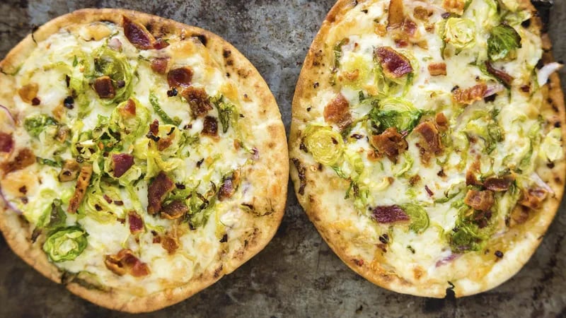 Pita Pizza with Brussels Sprouts and Bacon