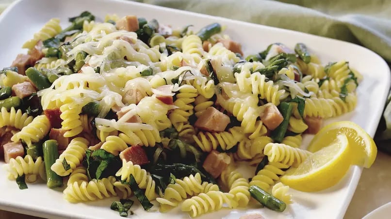 Lemon-Basil Pasta with Ham