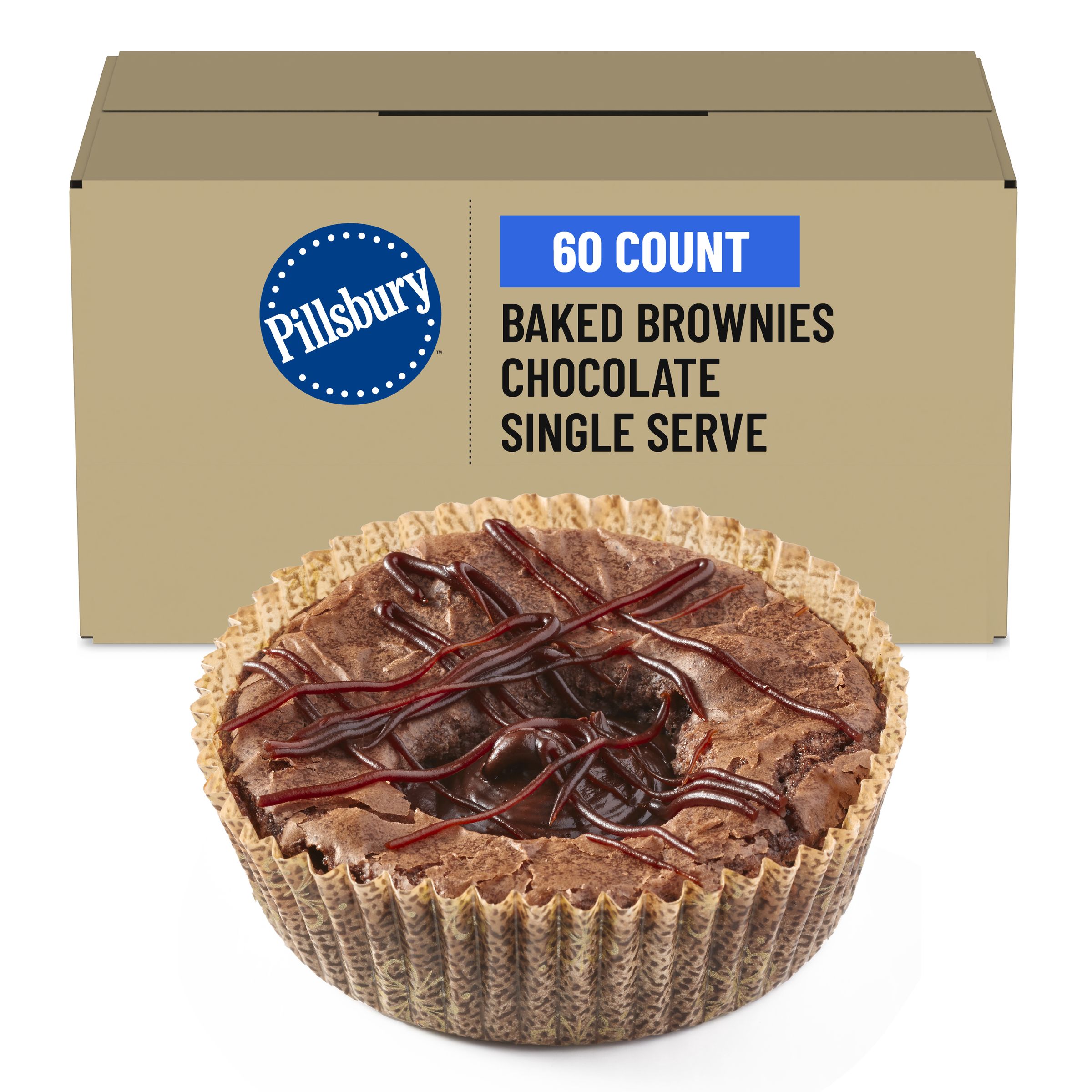  Case Optimized Hero Pillsbury Frozen Baked Brownie Single Serve Cup Chocolate Ganache  60/2.5 OZ