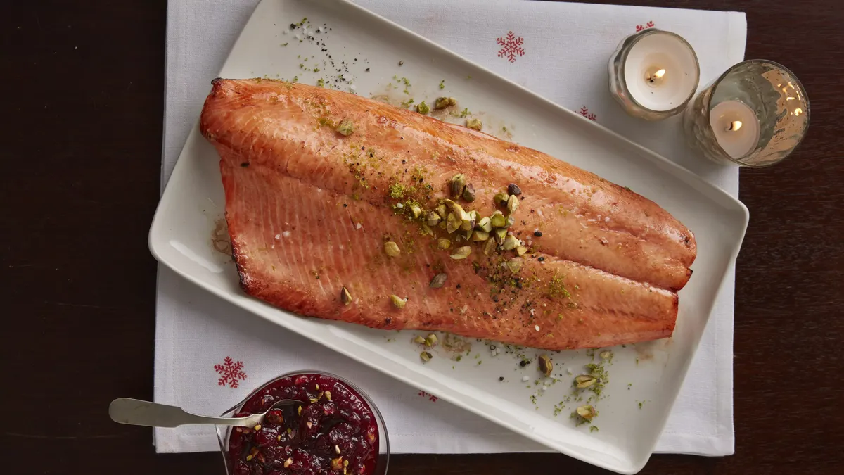 Salmon with Cranberry-Pistachio Sauce 