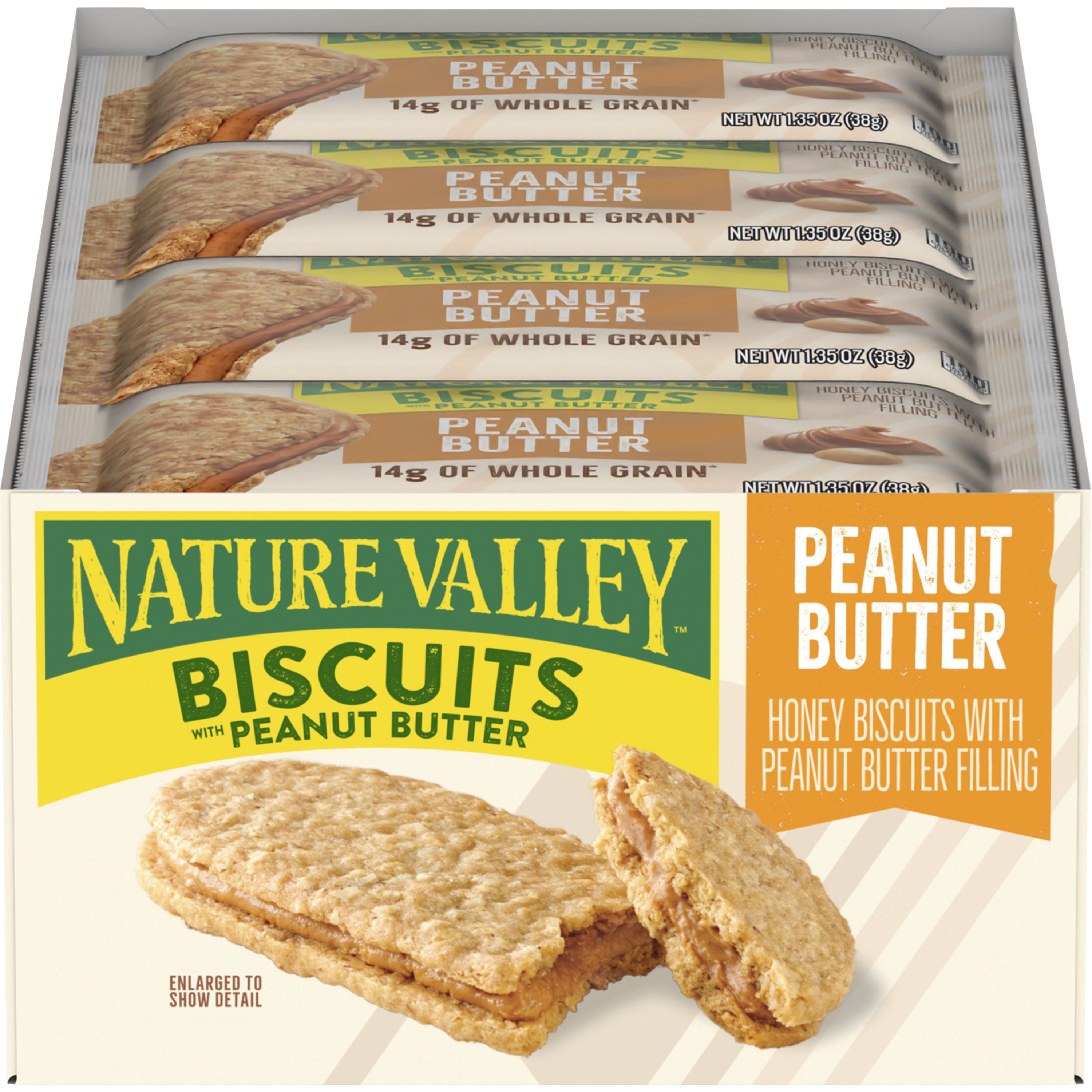 NATURE VALLEY Flavored Biscuits - Peanut Butter, Honey - Box - 1.35 oz - 16 / Box NATURE VALLEY Flavored Biscuits - Peanut Butter, Honey - Box - 1.35 oz - 16 / Box