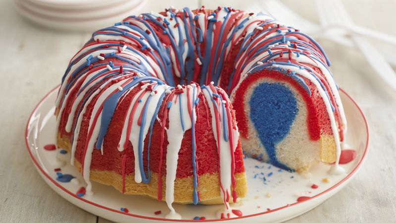 Firecracker Red, White and Blue Cake