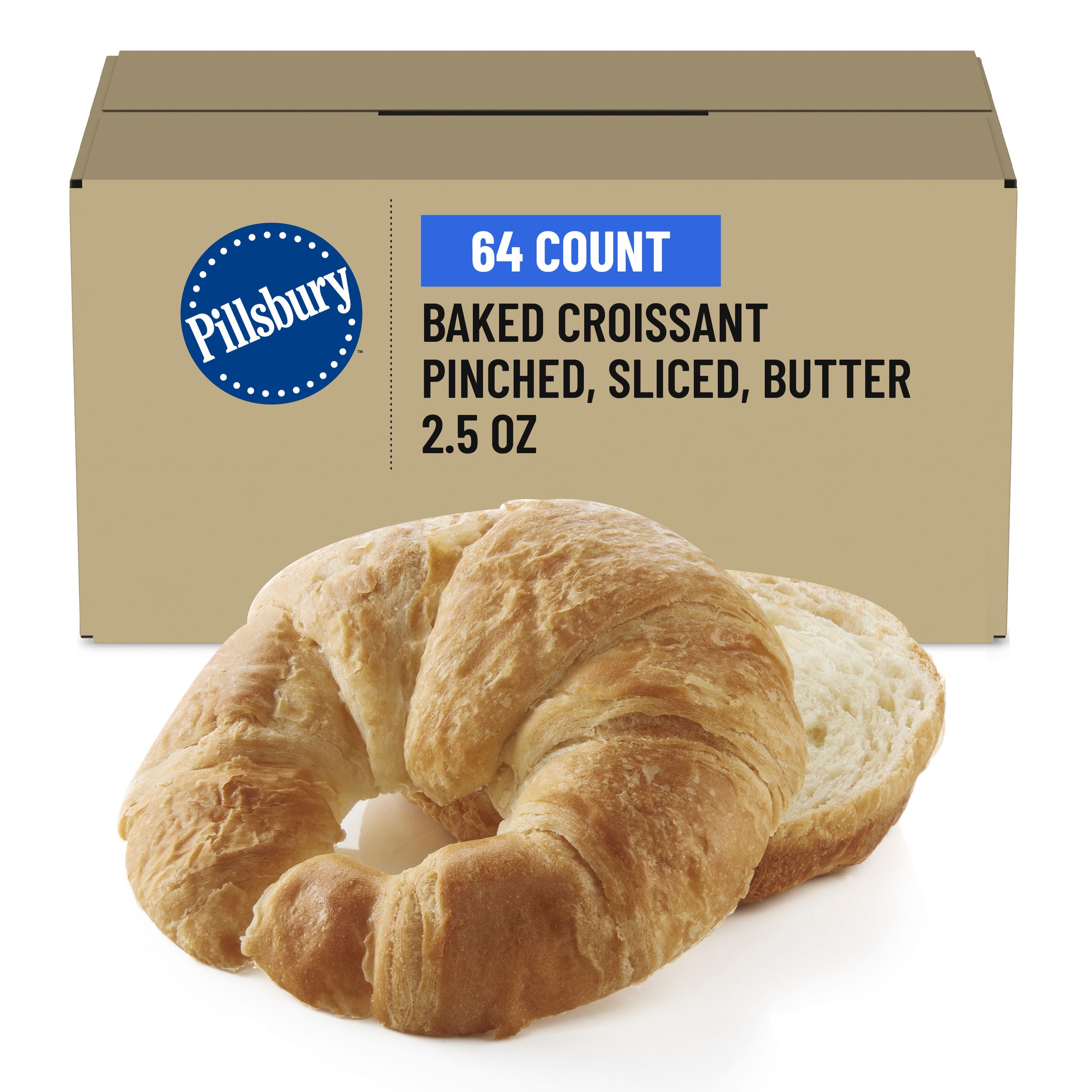  Case Optimized Hero Pillsbury Frozen Baked Croissant Bulk Pinched Sliced Butter 64/2.5 OZ