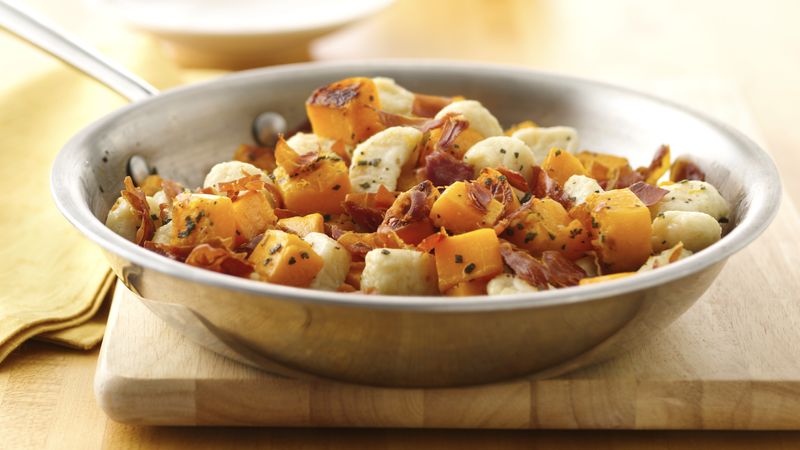 Gnudi with Butternut Squash, Sage and Crispy Prosciutto Topping 