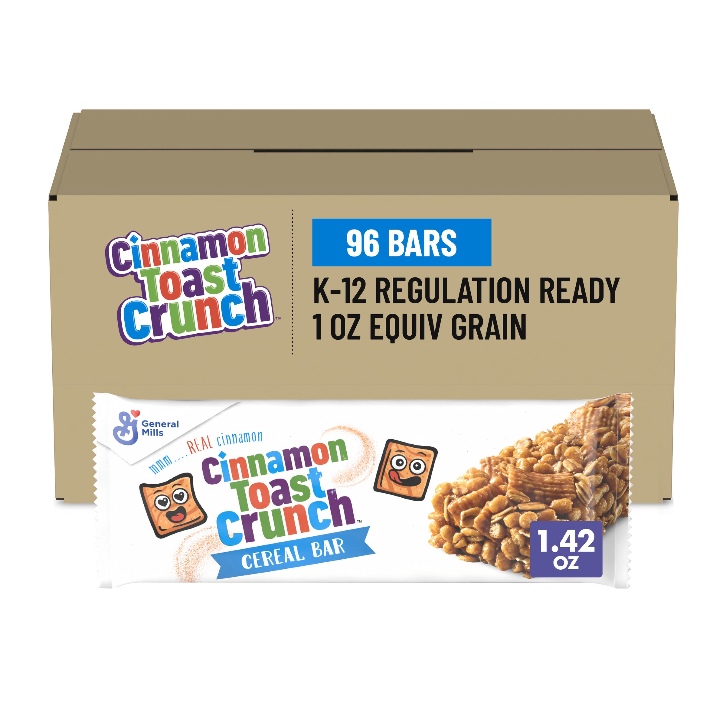  Case Optimized Hero Cinnamon Toast Crunch Cereal Bars Single Serve Pouch 96/1.42 OZ