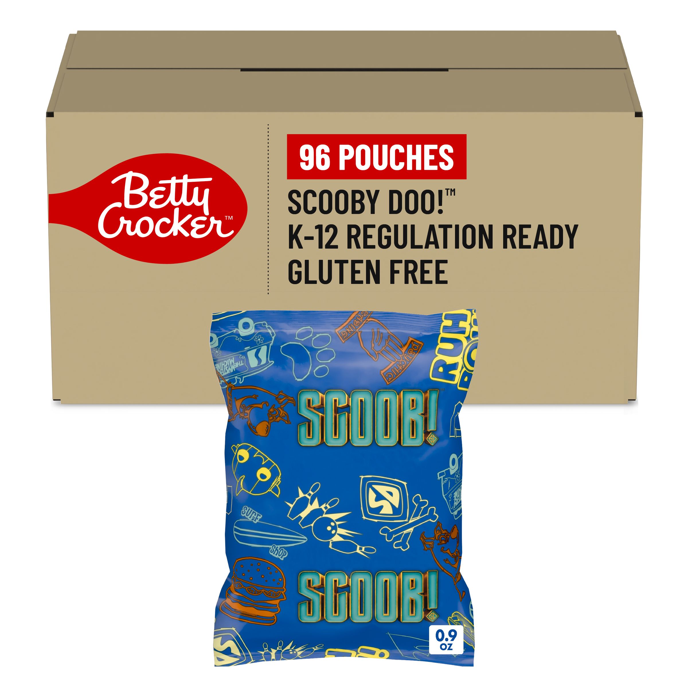  Case Optimized Hero Betty Crocker Scooby-Doo! Gluten Free Fruit Snacks Single Serve Pouch 96/0.9 OZ