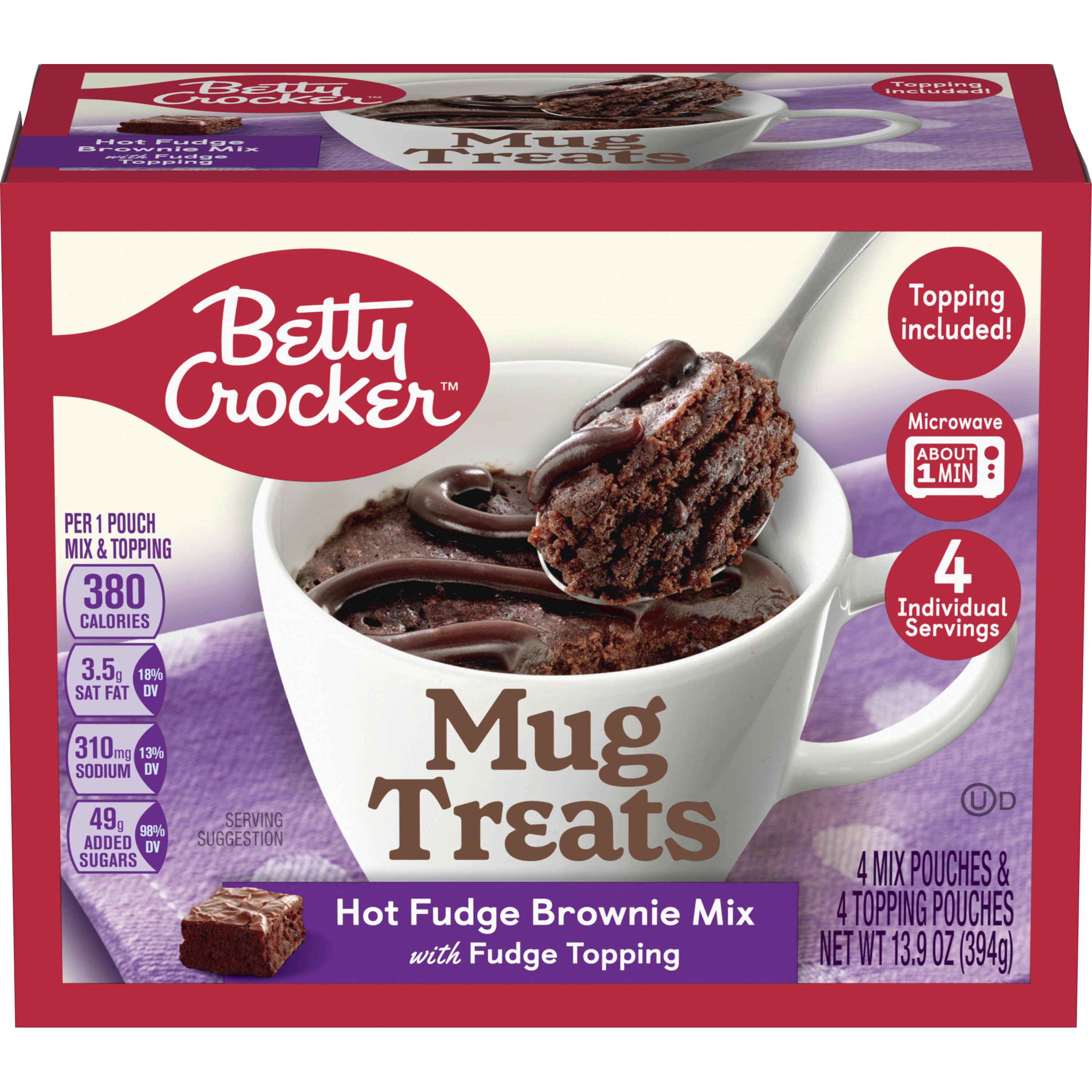 Betty Crocker™ Hot Fudge Brownie Mix Mug Treats with Fudge Topping - Front