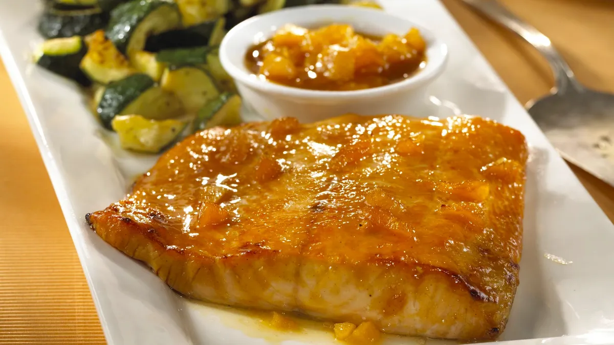 Skinny Spicy Apricot-Glazed Salmon