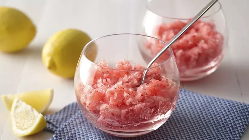 Strawberry and Lemongrass Lemonade Granita with Chia