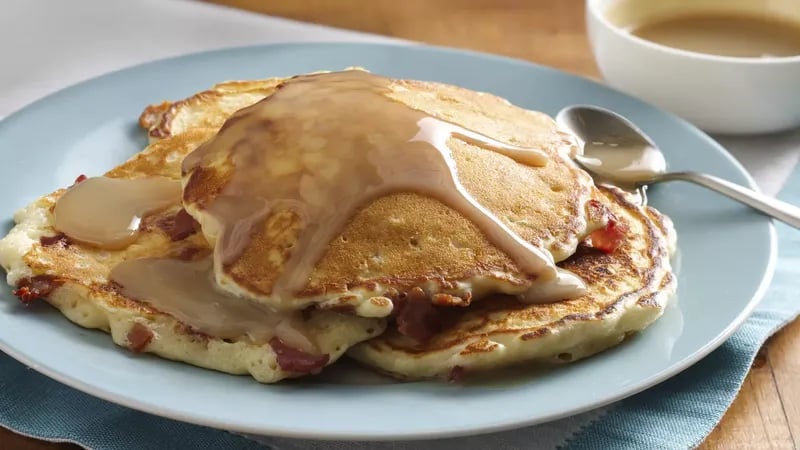 Bacon Corncakes with Warm Maple Cream