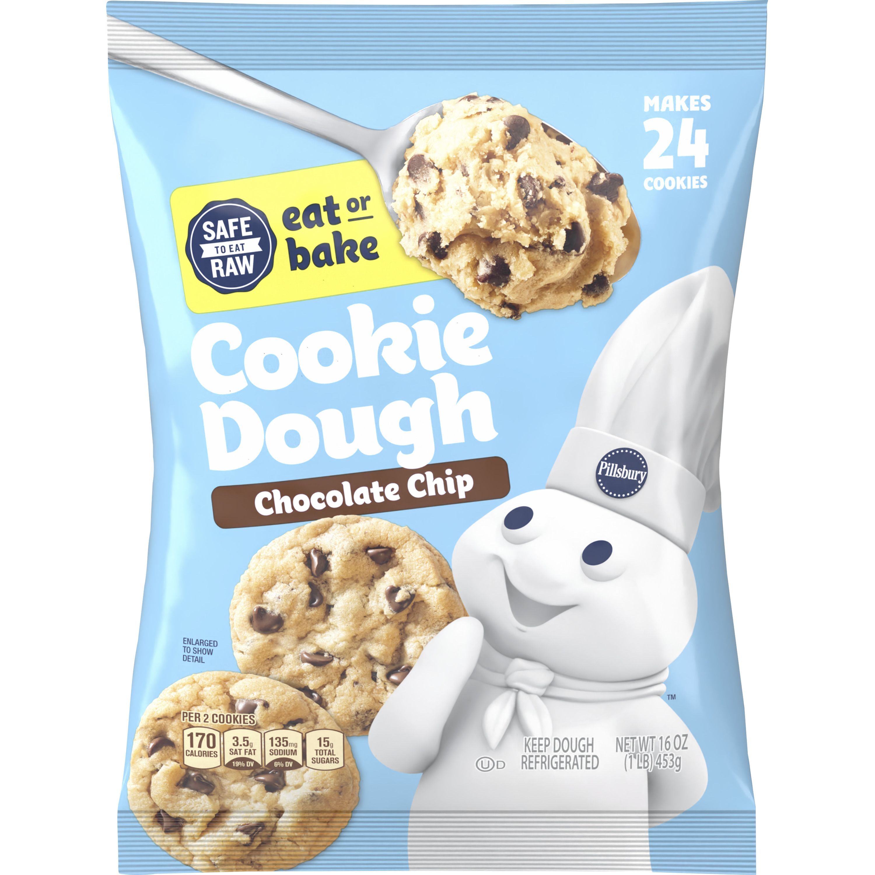 Pillsbury™ Ready to Bake!™ Chocolate Chip Cookie Dough (24 count) - Front