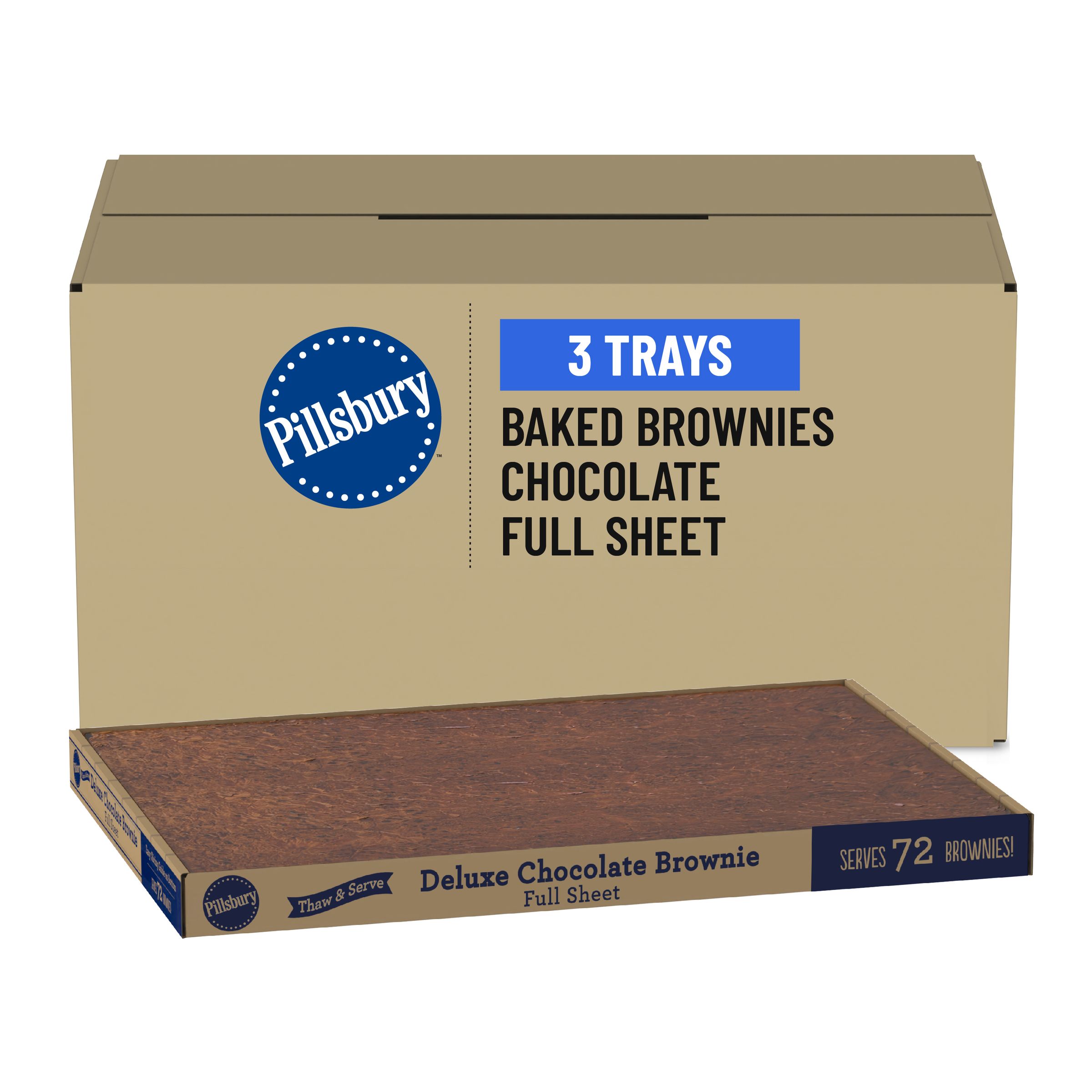  Case Optimized Hero Pillsbury Frozen Baked Brownie Tray Chocolate Full Sheet 3/152 OZ