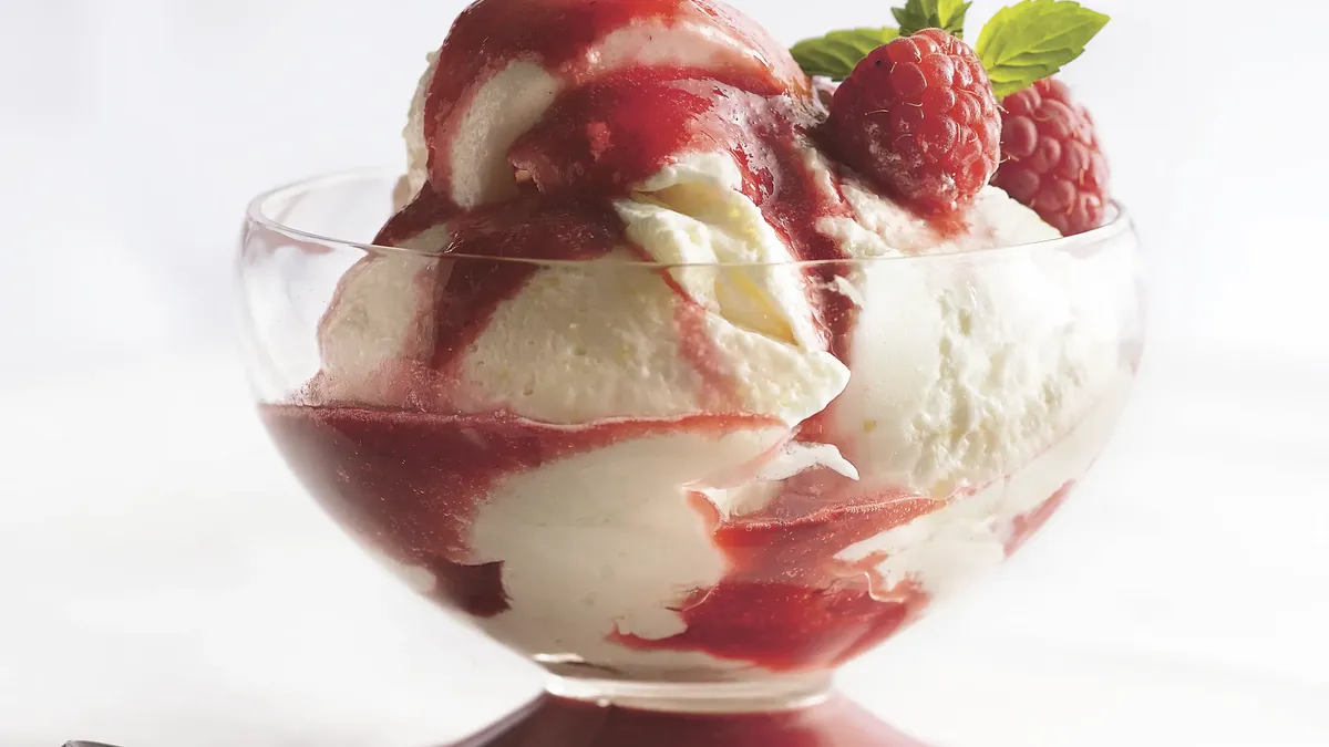 Lemon Bavarian Cream with Raspberry Sauce