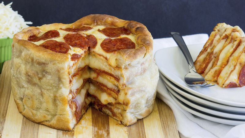 Pepperoni Pizza Cake Recipe 
