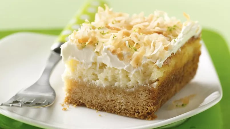 "Lime in the Coconut" Frosted Cheesecake Bars