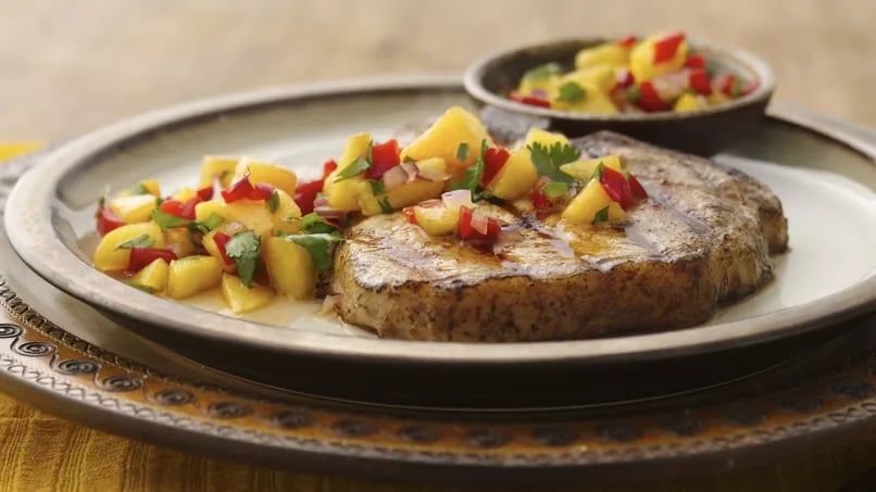 Southwestern Grilled Pork Chops with Peach Salsa