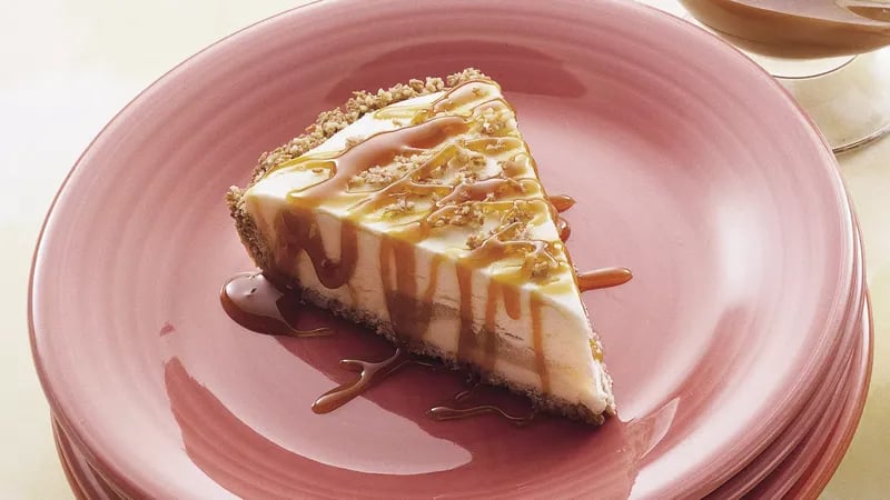 Frosty Apple Cheesecake with Caramel Topping