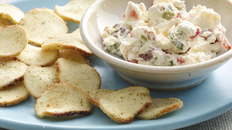 Cream Cheese Pepper Dip with Baguette Chips
