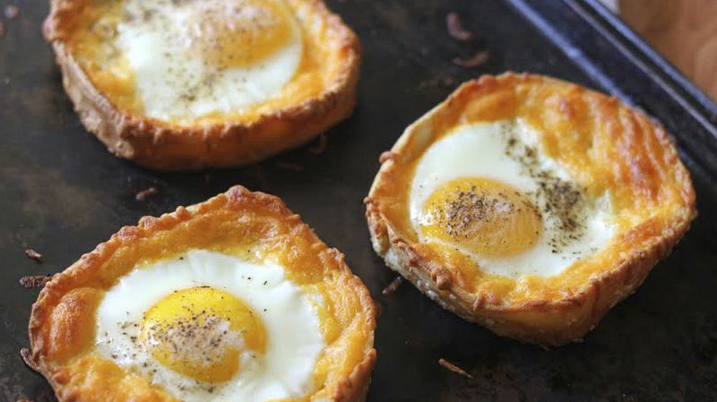 Baked Tostadas with Eggs and Cheese