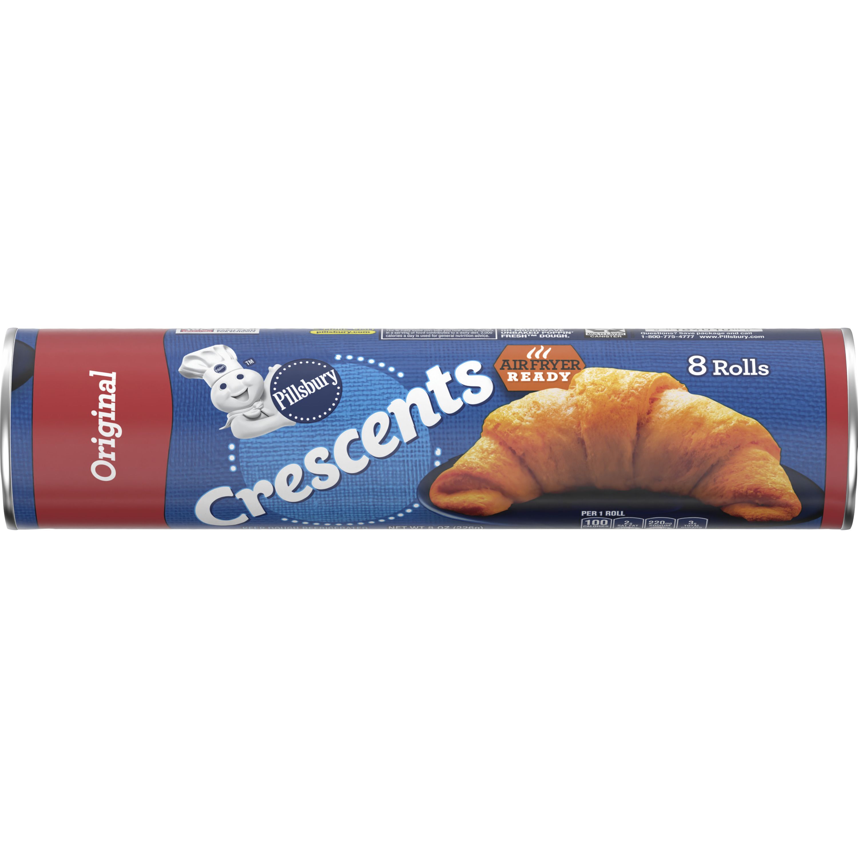 Pillsbury Crescent Rolls, Original Refrigerated Canned Pastry Dough, 8 Rolls, 8 oz - Front