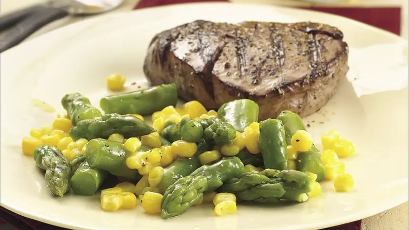 Asparagus and Corn with Honey-Mustard Glaze 