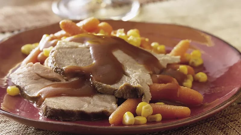 Slow-Cooker Glazed Pork Roast with Carrots and Corn