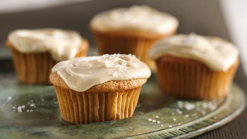 Spiced Apple Cupcakes with Salted Caramel Frosting