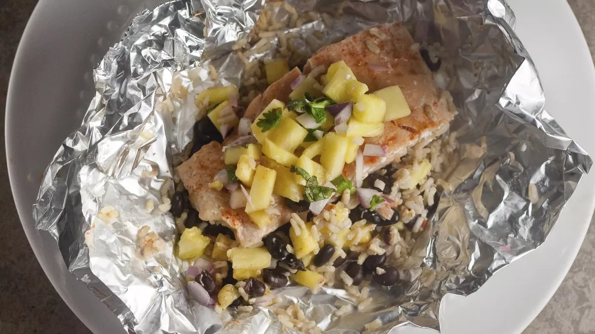 Salmon and Pineapple Salsa Foil Packs