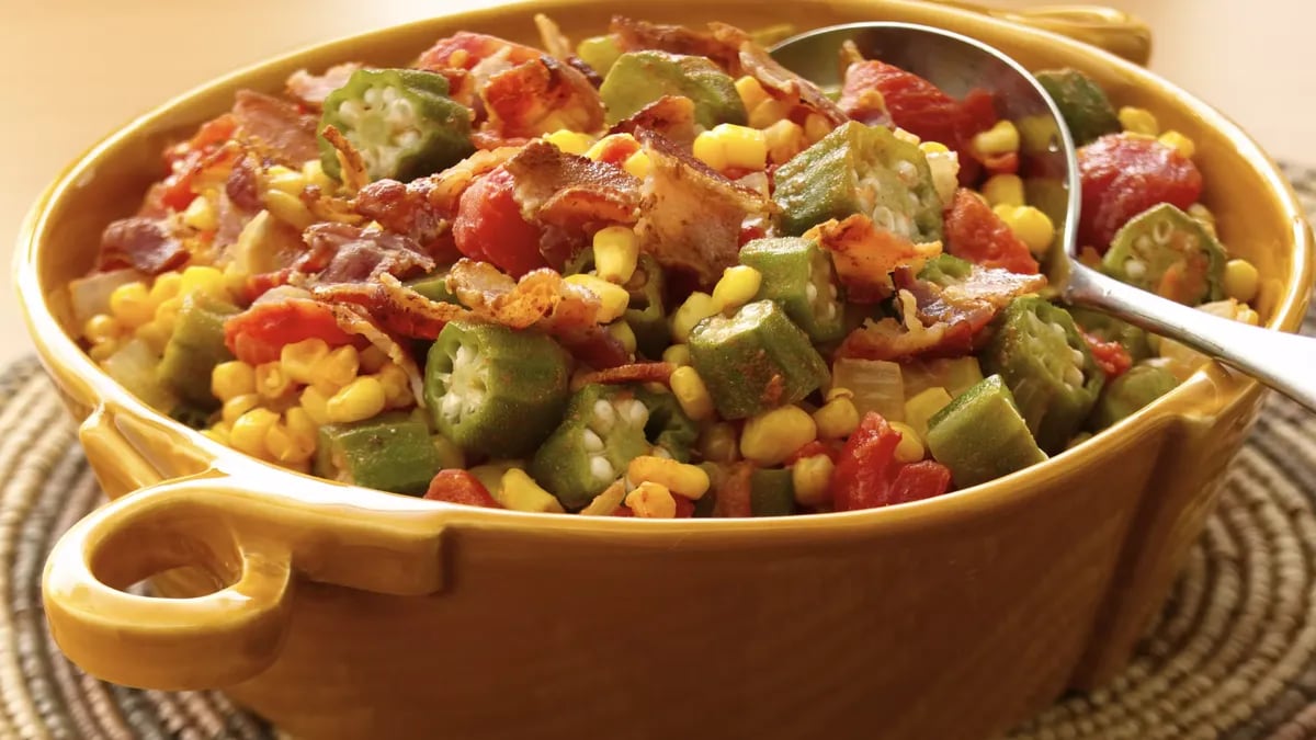 Okra, Corn and Tomatoes