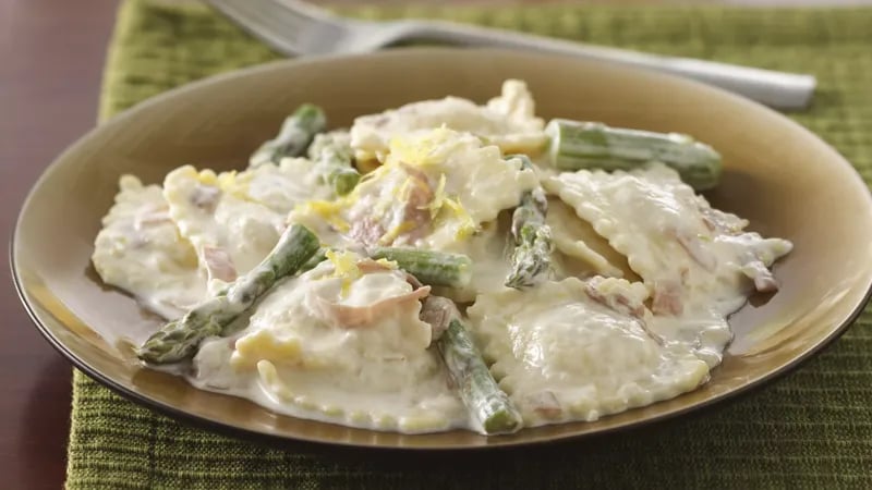 Lemony Asparagus-Prosciutto Ravioli