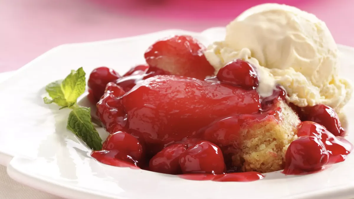 Upside-Down Cherry-Pear Cake