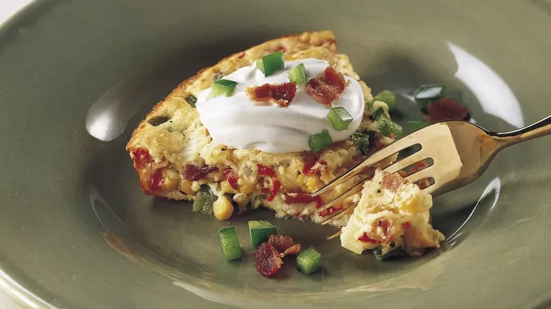 Impossibly Easy Calico Corn and Bacon Pie