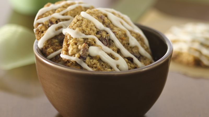 Chewy Cranberry-Oatmeal Cookies with Orange Icing