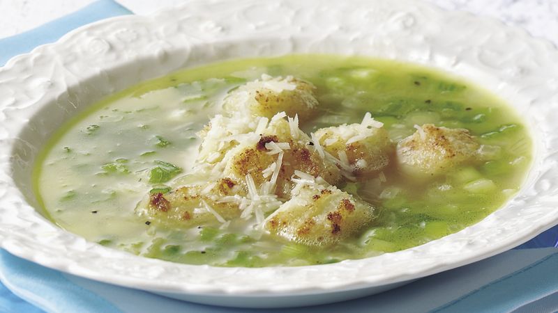 Spring Onion Soup with Garlic Croutons