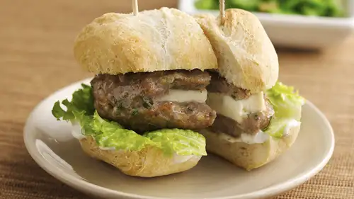 Mini Greek Turkey Burgers with Cucumber Sauce