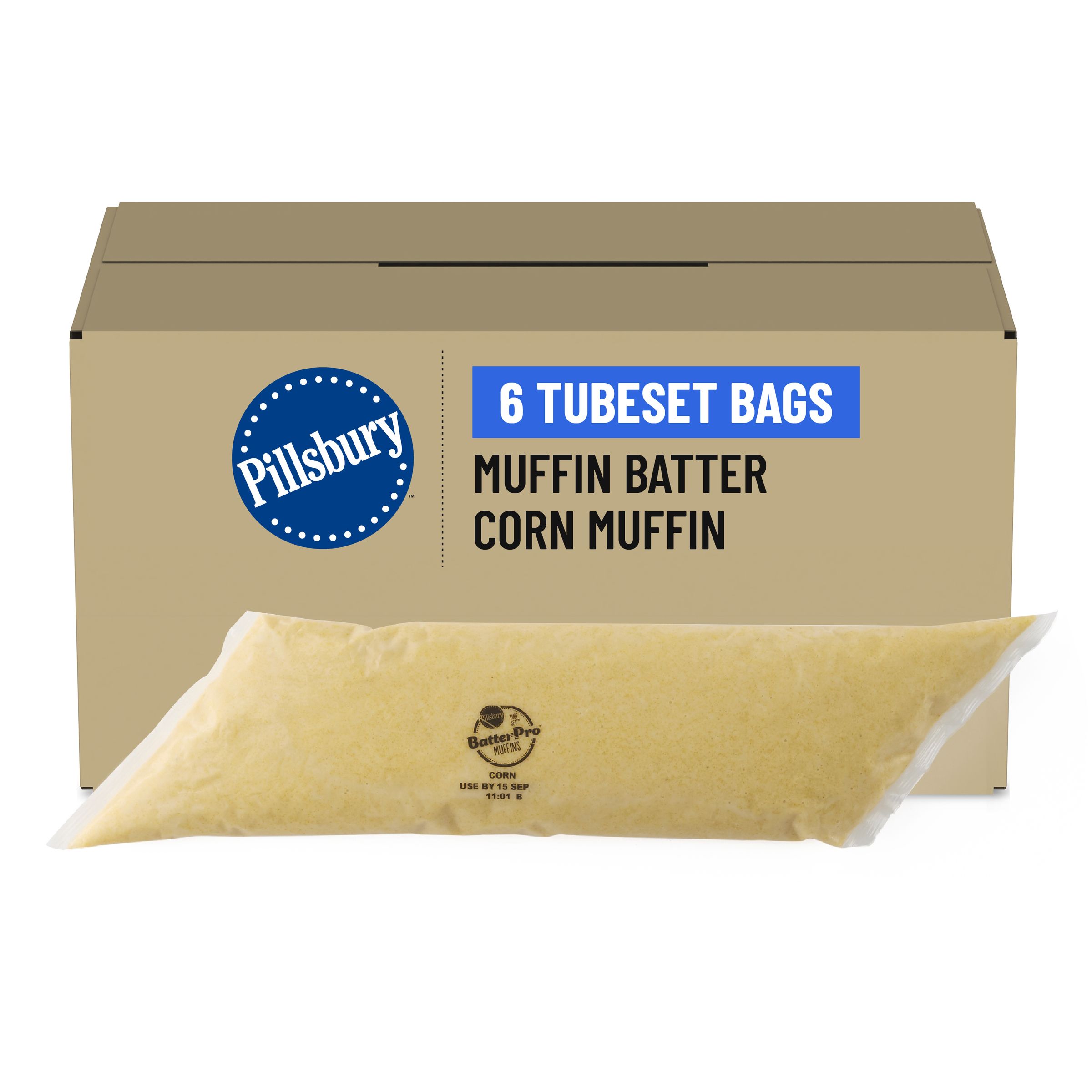  Case Optimized Hero Pillsbury BatterPro Frozen Muffin Batter TubeSet Corn Muffin 6/3 LB