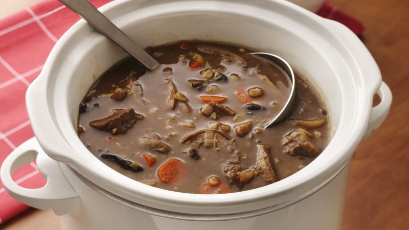 Slow-Cooker Beefy Wild Mushroom and Barley Soup
