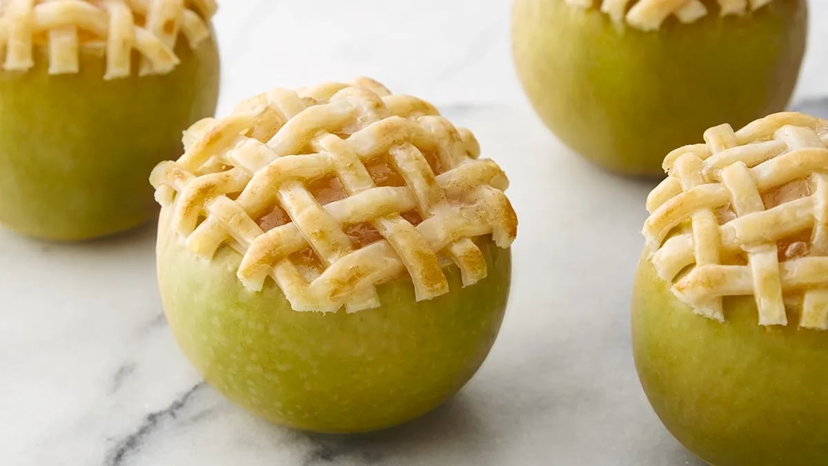 Apple Lattice Pie Baked in an Apple