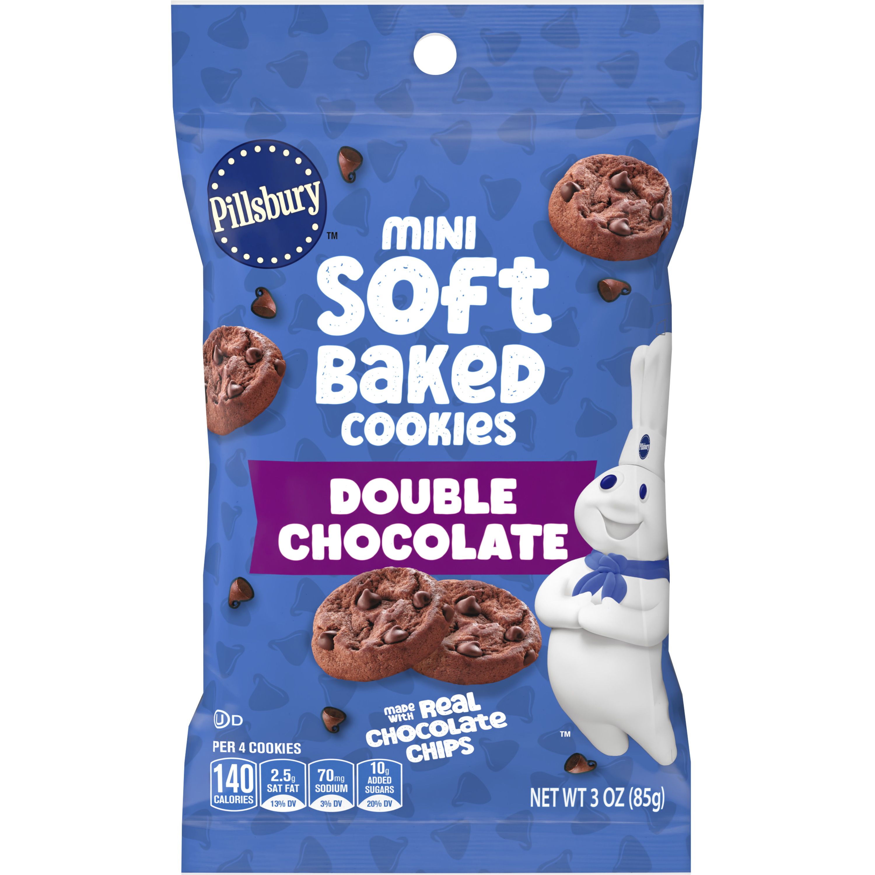 Front - 3D Pillsbury Soft Baked Cookies Box Mini Double Chocolate 9/18 OZ