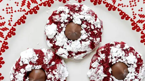 Red Velvet Crinkle Blossom Cookies
