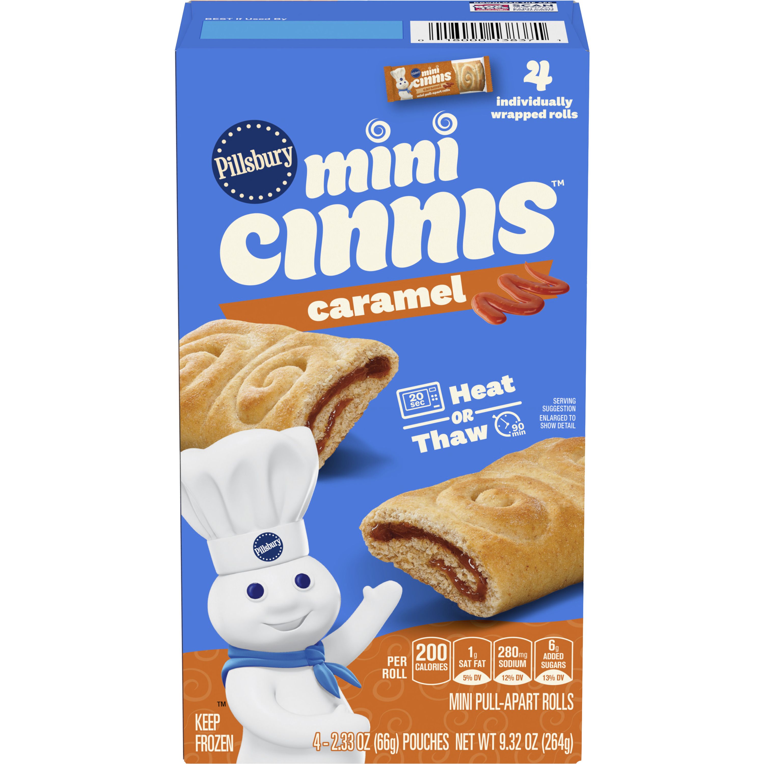 Pillsbury Mini Cinnis, Pull-Apart Caramel Rolls, 4 Rolls, 9.32 oz - Front