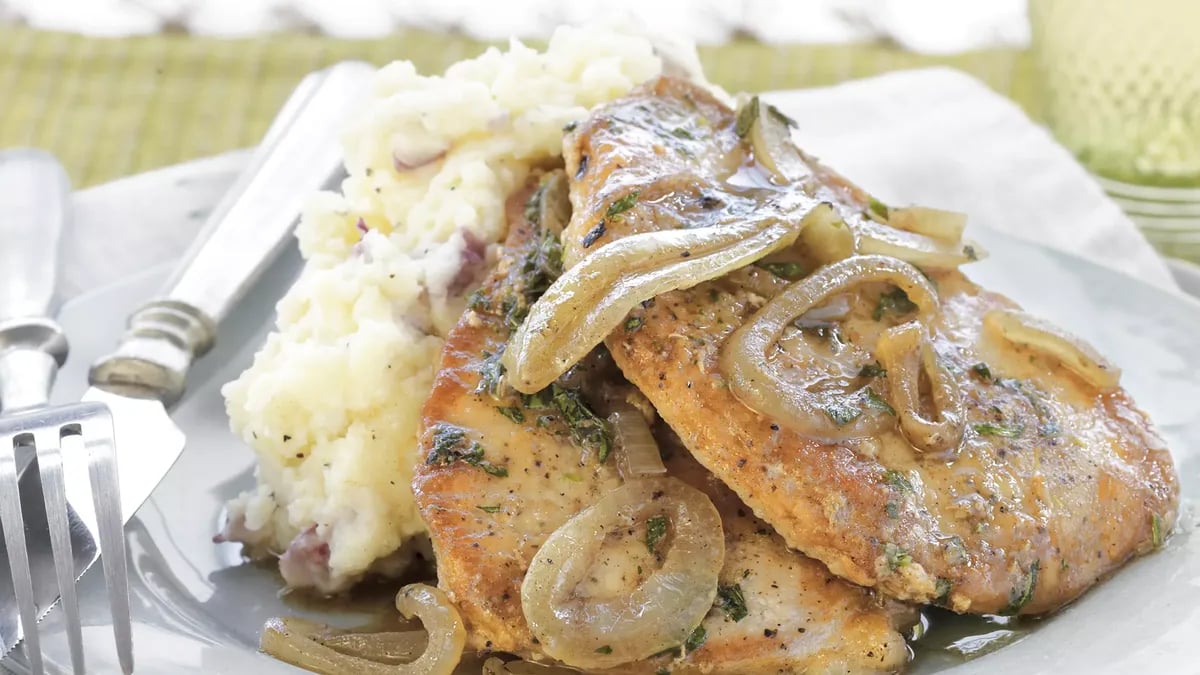 Pork Chops with Tarragon-Onion Gravy