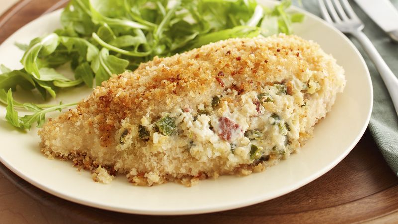 Bacon, Chile and Cream Cheese-Stuffed Chicken Breasts
