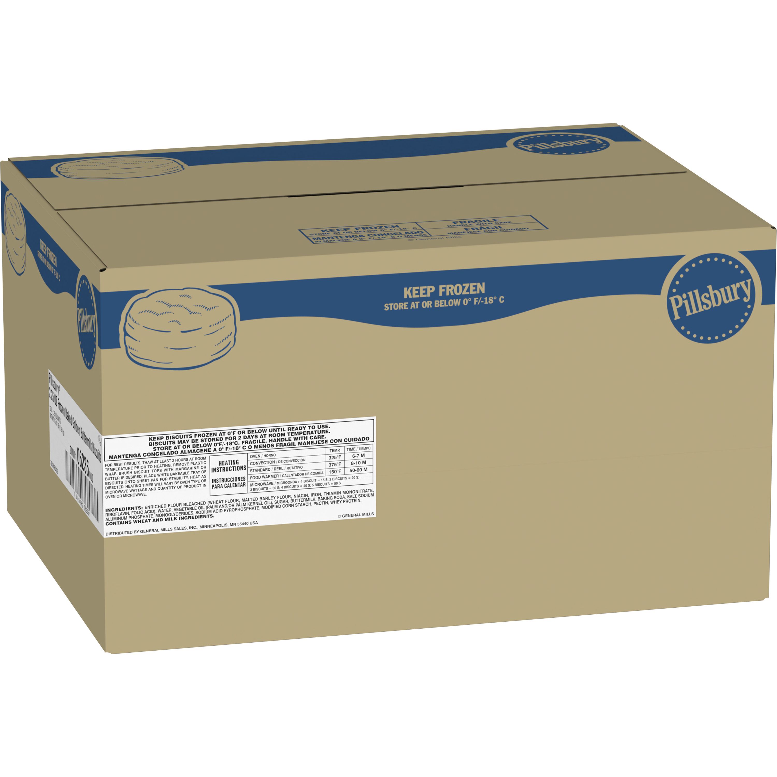 Case - Left Front 3D Pillsbury Frozen Baked Biscuits Bulk Buttermilk (120 ct) 2.25 OZ