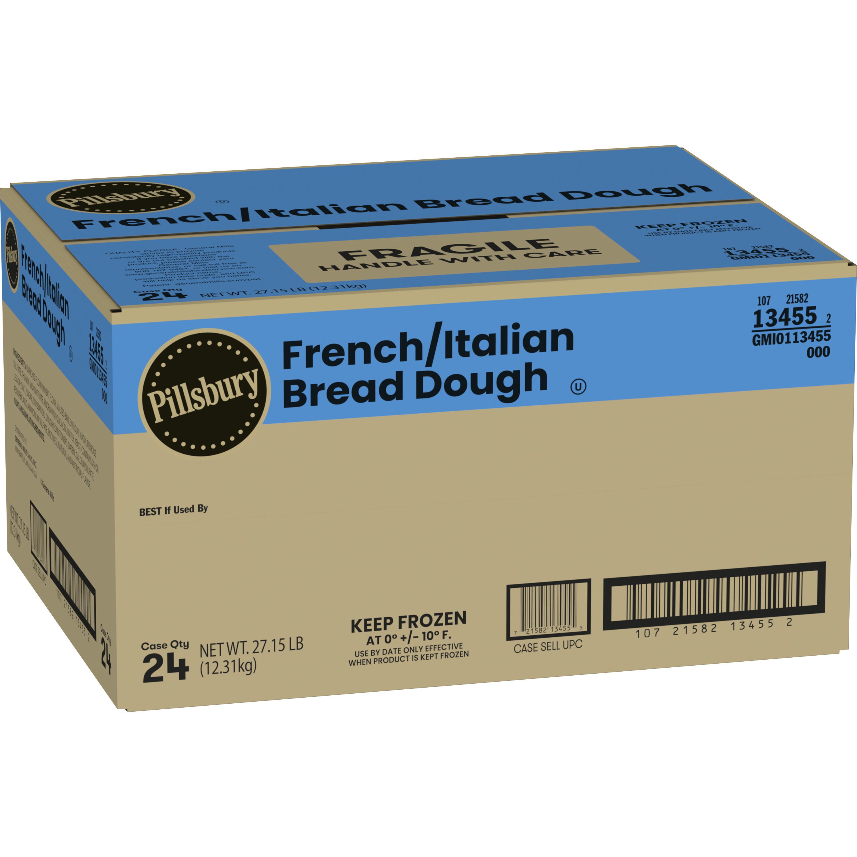 Case - Left Front 3D Pillsbury™ French/Italian Bread Dough 24 Count