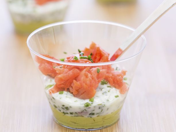 Smoked Salmon and Avocado Cream Mini Parfaits